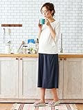 Angeliebe エンジェリーベ マタニティ 授乳口付き 産後 も使える パンツ付き 五分袖 トップス ＆ ガウチョ パンツ セット 妊婦服 M ～ L オフ × ネイビー 21994 219944