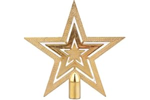 クリスマス飾り星10cm クリスマスツリーのトップ飾り クリスマスペンタゴン 人気 Merry Christmas装飾 トップ スター ツリー トッパーオーナメント オフィス クリスマス パーティー 星型壁掛け装飾 綺麗な吊るし飾り (金色の星A)