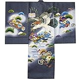 祝着 お宮参り 手描き友禅 富士山 鷹 鷲 軍配 打ち出の小槌 グレー 男の子 男児