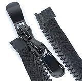 HJ ダブルファスナー ジッパー 黒 ダウンジャケット ポーチ バッグ ハンドメイド 縫製用 手芸素材 修理 DIY 手作り (70CM, 1本セット)