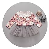 Pojour 春 0-2歳 2-7歳女の子可愛いドレス キッズスカート 漫画ウサギ 通気 綿 ピンク(90cm)