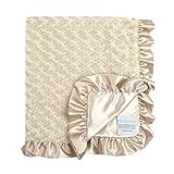 My Blankee Luxe Snail Back Satin Ruffle Satin Border Blanket, Tan, 28 x 35 by My Blankee