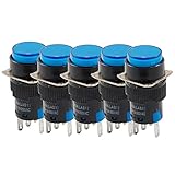 SODIAL(R)5個DC 12Vブルーライト5Pモメンタリパネルマウントラウンドプッシュボタンスイッチ