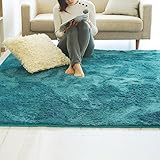 ラグー(rugoo) 16色から選べるシャギーラグ 1畳 100×140cm ターコイズブルー 洗える 滑り止め 無地 おしゃれ