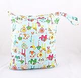 Seliyi 防水加工 バッグ ウォータープルーフ waterproof 水着 バック バッグ 袋 着替え プール おむつ ポーチ (水色動物)