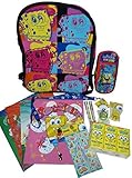SpongeBob School Bundle: Backpack, Folders, Lanyard, Stickers, Tissues, Supplies [並行輸入品]