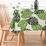 NaturesHome テーブルクロス ビニール カバー カット可能 防水 防油 汚れ防止 耐久 長さ調節 90x140cm 140x140cm 140x180cm 140x220cm 耐熱 長方形 北欧 お手入れ簡単 多用途(緑の葉の模様, 90x140cm)