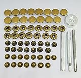 ミライヤ レザークラフト バネ ホック打ち具セット 12mm 15組セット スナップ ボタン 穴あけポンチ 打ち具 打ち台 ハトメ抜き 手芸 ハンドメイド 革DIY （合計15組＋4点打ち具）