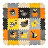meiqicool Puzzle Play Mat for Baby – Non Toxic酷使Foam Mats with fences – ソフト床タイルfor Tummy Timeとクロール –