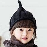 ネクシード(nexeed) ４color キッズ とんがり ニット帽 女の子 男の子 サイズ フリー 2歳～7歳 (ブラック)