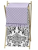 Sweet Jojo Designs Baby/Kids Clothes Laundry Hamper for Sloane Damask and Lavender Polka Dot Girls B