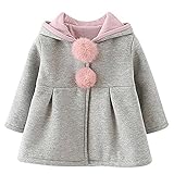 K+Mee 子供服 ベビー服 赤ちゃん キッズ 女の子 コート 長袖 厚手 防寒 秋冬 アウター ジャケット ウサギの耳 キュート ポンポン付き フード付き 通園 通学 プレゼント 暖かい おしゃれ 