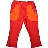 【日本製】【本体綿100％】2016年 秋冬 あったか裏毛 ポケ切替 ロングパンツ レッド◇80cm