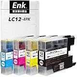 【Enk】製 LC12-4PK ブラザー用 互換インク 互換インクカートリッジ 残量表示あり 最新ICチップ搭載 国内梱包検品済み QRコード読み取り型説明書導入 LC12 (BK/C/M/Y)【4色セット】