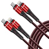 USB C - ライトニングケーブル 6フィート 2本パック [Apple MFi認証] iPhone 高速充電ケーブル 編組タイプC 高速充電コード iPhone 14 13 12 11 8 7 6 SE XR XS X、iPad対応 - レッド