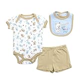 BusterブラウンBaby Boys ' Puppy Friends 3 Piece Creeper、ショーツ、とよだれかけセット US サイズ: M カラー: ブラウン