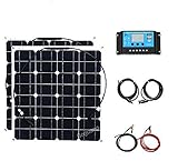 XINPUGUANG 2*50W 18V 100W ソーラーパネルシステム 単結晶 超薄型 軽量 携帯型 キャンプ、船、RV、テント用、家庭用電気