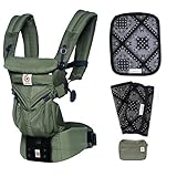 最新 エルゴ 抱っこ紐　Ergobaby（エルゴベビー）OMNI360 クールエア（保冷シート＋よだれパッド付）サマー スペシャルセット 【正規代理店2年間保証付】 (カーキ)