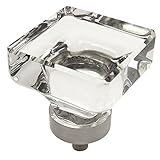 Cosmas 6377sn-cサテンニッケルキャビネットハードウェアSquareノブwithクリアガラス – 1 – 3 / 8 " Square
