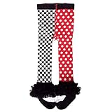 【GLASS FROG】ベビー キッズ アシンメトリー可愛いタイツ ブロックチェック×水玉 80-90cm 1-2歳