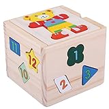 DEHANG 木のおもちゃ 形合わせ ボックス はめこみ 数字幾何認識 積み木 ベビー知育玩具