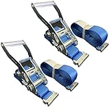 HELIX ラッシングベルト レールタイプ 2本セット ラチェット式 ベルト幅 50mm 固定側 1m 巻側 3m 最大使用荷重1000kg レール用 1T 荷締め 固定 日本語説明書付き