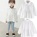 即納(韓国スタイル子供靴) 女の子キッズＴシャツ可愛スタイル大人ぽっいチュニックシャツ無地　ポケット付き100cm 110cm 120cm 130cm 140cm white,110