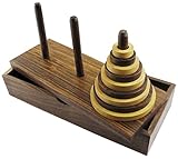 Set of 4 – ハンドメイドインディアン9リングタワーof Hanoi木製Brain Teaserパズル – 8.5 " X 2 " x 1.5 "