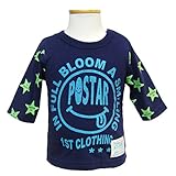 (ポスター) POSTAR 星柄 7分袖 Tシャツ ネイビー　120cm