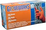 Ammex GWON Gloveworks Orange Nitrile Glove, Latex Free, Disposable, 8 mil Thickness, Powder Free, La