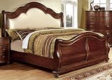 Furniture of America Selene Traditional Sleigh Bed, Brown Cherry, Queen [並行輸入品]