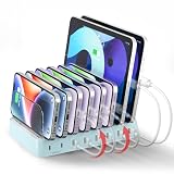 Unitek USB PD充電ステーション 8ポート PD20W*2+USB A*6 卓上充電スタンド 75W 8台同時収納 1.5A/2.4A/3A スマートIC搭載 複数台対応 Android/iPhone/iPad/kindle/タブレット/PSP/ラップトップ 仕切り板 間隔調整可能 収納便利 卓上 プレゼント ブルー