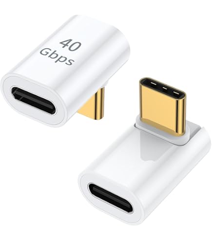 AreMe 2 Pack USB C Male To Female Adapter - 90 Degree Right Angle 140W 40Gbps 8K Support For MacBook & Phones