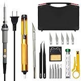 Beneges【2018新型】鉛フリー はんだごて セット セラミックヒーター 18-in-1 鉛フリー半田ワイヤー ON/OFFスイッチ 110V/60W 温度調節 ハンドツールボックス付き 電子工