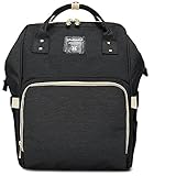 [新しい到着]おむつバッグバックパックby Lmeison、ファッションと関数1つのバッグ、多機能防水旅行バックパックNappyバッグforベビーケア、大容量、スタイリッシュで丈夫 ブラック