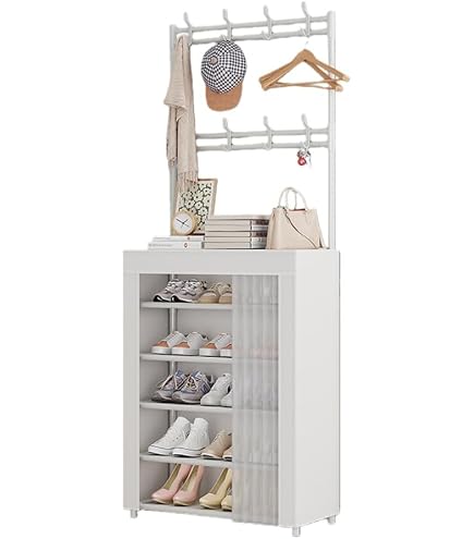 Amazon｜【Vofuxo】シューズラック スリム 斜め置き 4段 カバンかけ