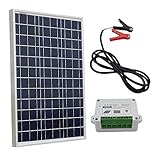 ECO-WORTHY ソーラーパネル 太陽光発電 50W 5Aコントローラ内蔵・ケーブル・クリップ付き　12V L02P50X-CB-1