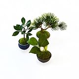 観葉植物 ミニ盆栽 フェイク 造花 ♪【カップボン】ぐいのみ三個セット 青×黒C ♪ 【prm】インテリアグリーン フェイクグリーン アーティフィシャル 開店祝い 新築祝い ギフト 模様替え 店舗内装