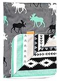 Dear Baby Gear Deluxe Baby Blankets Custom Minky Print Black Grey Mint Moose Aztec Minky [並行輸入品]
