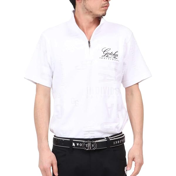 Amazon | [ガッチャ] ゴルフ ドライ ロゴ パイル ジャカード ハーフ