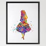 Dignovel Studios 8X10 Alice in Wonderland Watercolor illustration Art Print Wall Art Poster Girls Ro