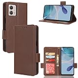 For Moto G53J 5G/Moto G53y 5G ケース 手帳型 AnnhanT スマホケース 横置き機能 ストラップホール付き カードポケット付き 高級PU合皮財布型 サイドマグネット スタンド機能 軽量 落下防止 耐衝撃 全面保護 Moto G53J 5G/Moto G53y 5G ケース 対応(ブラウン)