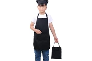 [cozycube] エプロン子供用 キッズ用エプロン 三角巾 巾着バッグセット しわになりにくい 撥水材質 汚れ防止 小学生 無地 シンプル 着脱簡単 収納バッグ付き 男女兼用 色落ちしない ホコリが付きにくい