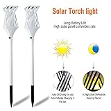 ソーラー懐中電灯96LED防水懐中電灯屋外ダンス炎の風景装飾照明自動オン/オフ屋外セキュリティ照明ガーデンパティオデッキ（2パック）,White
