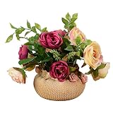 Zhhlinyuan 美しい Artificial flower, Artificial Rose Silk Flowers 11 Flower Head Leaf DIY Garden Decor 