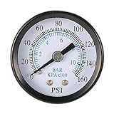 KKmoon 40mm 0~160psi 0~10bar　圧力計　ダイヤル油圧圧力計　ゲージメータ　1/8"NPTスレッド　プールフィルター水圧