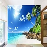 bzdhwwh壁紙3d Painting Hd Sea Palm Beachリビングルーム寝室壁画Continental壁紙壁3 Dの 6949265093980