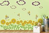 Pop Decors PT-0104-Vb Beautiful Wall Decal Sunflowers and Bees [並行輸入品]
