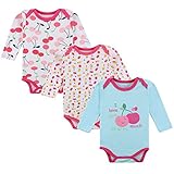 エルフ ベビー(Fairy Baby)ベビーロンパース ボディスーツ 肌着 長袖 女の子 3枚セットピンク(サイズ：0-3M)