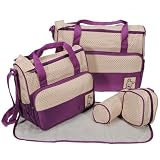 TechnoTec? 5pcs Multi-Function Baby Diaper Nappy Bag/ Mummy Changing Set Handbag, Large Bag, Small B